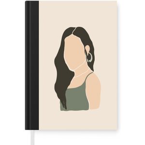 Notitieboek - Schrijfboek - Pastel - Beige - Vrouw - Notitieboekje klein - A5 formaat - Schrijfblok