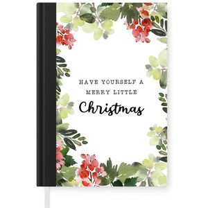 Notitieboek - Schrijfboek - Kerst - Quote - Waterverf - Notitieboekje klein - A5 formaat - Schrijfblok - Kerst - Cadeau - Kerstcadeau voor mannen, vrouwen en kinderen