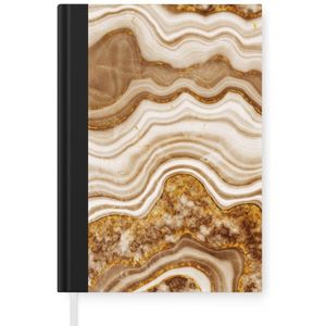 Notitieboek - Schrijfboek - Marmer print - Bruin - Kiezelstenen - Notitieboekje klein - A5 formaat - Schrijfblok