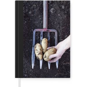 Notitieboek - Schrijfboek - Een hooivork met aardappelen - Notitieboekje klein - A5 formaat - Schrijfblok