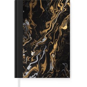 Notitieboek - Schrijfboek - Marmer print - Zilver - Goud - Abstract - Notitieboekje klein - A5 formaat - Schrijfblok