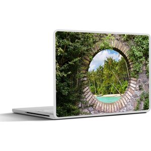Laptop sticker - 11.6 inch - Doorkijk - Palm - Tropisch - Strand - zee - 30x21cm - Laptopstickers - Laptop skin - Cover