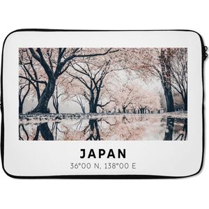Laptophoes 13 inch - Sakura - Japan - Lente - Laptop sleeve - Binnenmaat 32x22,5 cm - Zwarte achterkant