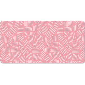 Muismat XXL - Bureau onderlegger - Bureau mat - Strepen - Roze - Design - 100x50 cm - XXL muismat