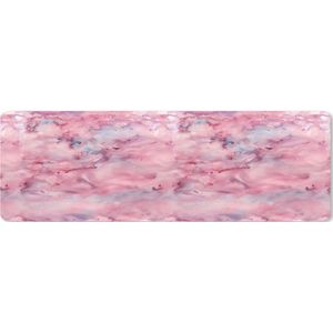 Muismat XXL - Bureau onderlegger - Bureau mat - Alcohol inkt - Marmer print - Roze - Patronen - 90x30 cm - XXL muismat