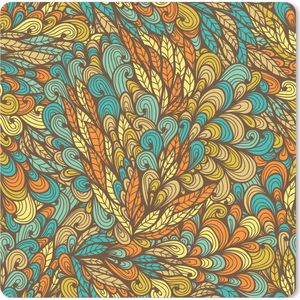 Muismat XXL - Bureau onderlegger - Bureau mat - Design - Bladeren - Abstract - 80x80 cm - XXL muismat