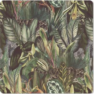 Muismat XXL - Bureau onderlegger - Bureau mat - Bladeren - Jungle - Vintage - Patronen - 40x40 cm - XXL muismat