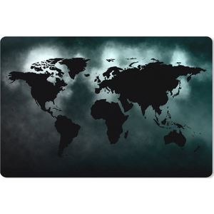 Muismat XXL - Bureau onderlegger - Bureau mat - Wereldkaart - Zwart - Wit - 90x60 cm - XXL muismat