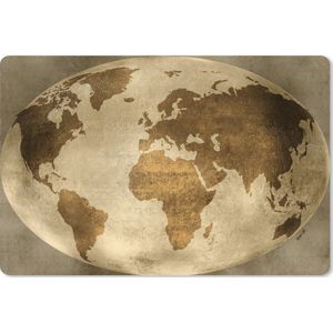 Muismat XXL - Bureau onderlegger - Bureau mat - Wereldkaart - Wereldbol - Vintage - 90x60 cm - XXL muismat