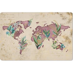 Muismat XXL - Bureau onderlegger - Bureau mat - Wereldkaart - Papyrus - Retro - 90x60 cm - XXL muismat