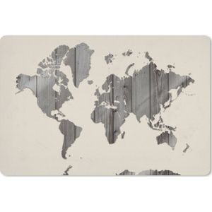 Muismat XXL - Bureau onderlegger - Bureau mat - Wereldkaart - Beige - Zwart - Wit - 90x60 cm - XXL muismat