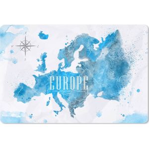 Muismat XXL - Bureau onderlegger - Bureau mat - Waterverf - Kaart - Europa - 90x60 cm - XXL muismat