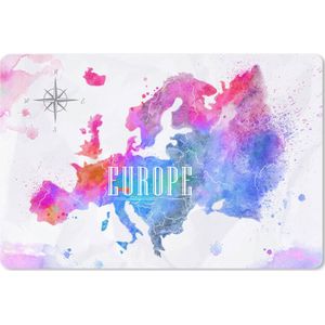 Muismat XXL - Bureau onderlegger - Bureau mat - Kleuren - Waterverf - Europa - 90x60 cm - XXL muismat