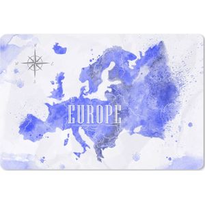 Muismat XXL - Bureau onderlegger - Bureau mat - Kaart - Paars - Europa - 120x80 cm - XXL muismat