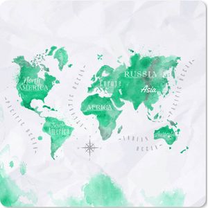 Muismat XXL - Bureau onderlegger - Bureau mat - Wereldkaarten - Groen - Verf - 40x40 cm - XXL muismat