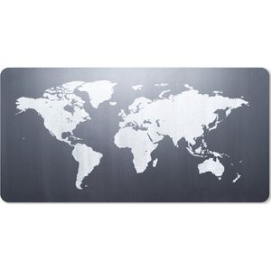 Muismat XXL - Bureau onderlegger - Bureau mat - Wereldkaart - Simpel - Zwart - Wit - 120x60 cm - XXL muismat