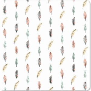 Muismat XXL - Bureau onderlegger - Bureau mat - Veren - Patronen - Pastel - 50x50 cm - XXL muismat