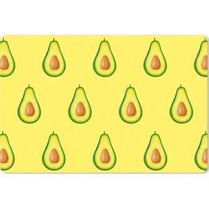 Muismat XXL - Bureau onderlegger - Bureau mat - Avocado - Patroon - Geel - 90x60 cm - XXL muismat