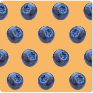 Muismat XXL - Bureau onderlegger - Bureau mat - Blauwe bes - Oranje - Patroon - 80x80 cm - XXL muismat
