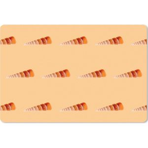 Muismat XXL - Bureau onderlegger - Bureau mat - Schelpen - Patronen - Oranje - 120x80 cm - XXL muismat