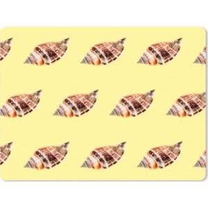 Muismat XXL - Bureau onderlegger - Bureau mat - Schelpen - Patronen - Geel - 80x60 cm - XXL muismat