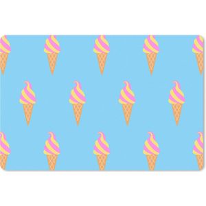 Muismat XXL - Bureau onderlegger - Bureau mat - IJs - Patronen - Roze - Blauw - 120x80 cm - XXL muismat