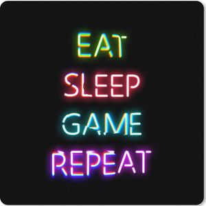 Muismat 60x60 cm - Bureaumat gaming neon quote - Computer en gameroom accessoires - Muis en bureau mat onderlegger - Game room decoratie - Bureaulegger desktop xl - Mousepad xxl - Muismatten office desk anti slip - Jongens kamer accesoires -