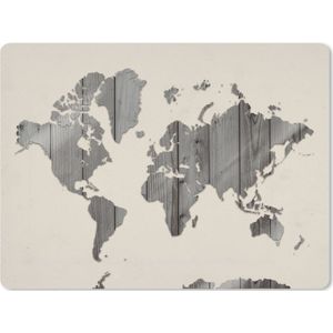 Muismat XXL - Bureau onderlegger - Bureau mat - Wereldkaart - Hout - Plank - 80x60 cm - XXL muismat