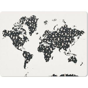 Muismat XXL - Bureau onderlegger - Bureau mat - Wereldkaart - Cijfer - Zwart - 80x60 cm - XXL muismat