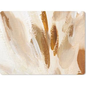 Muismat XXL - Bureau onderlegger - Bureau mat - Verf - Wit - Bruin - 80x60 cm - XXL muismat