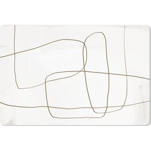 Muismat XXL - Bureau onderlegger - Bureau mat - Abstract - Wit - Bruin - 90x60 cm - XXL muismat