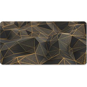 Muismat XXL - Bureau onderlegger - Bureau mat - Abstract - Goud - 3D - Luxe - Kunst - 80x40 cm - XXL muismat