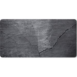 Muismat XXL - Bureau onderlegger - Bureau mat - Beton print - Zwart - Scheur - 90x45 cm - XXL muismat
