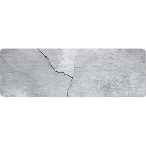 Muismat XXL - Bureau onderlegger - Bureau mat - Beton print - Scheur - Grijs - 90x30 cm - XXL muismat