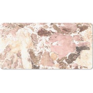 Muismat XXL - Bureau onderlegger - Bureau mat - Roze - Kristallen - Graniet print - 120x60 cm - XXL muismat