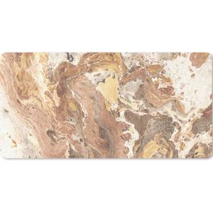 Muismat XXL - Bureau onderlegger - Bureau mat - Geel - Kristal - Graniet print - 80x40 cm - XXL muismat