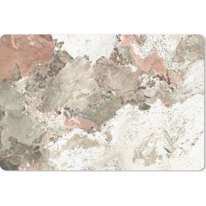 Muismat XXL - Bureau onderlegger - Bureau mat - Wit - Graniet print - Keien - 120x80 cm - XXL muismat