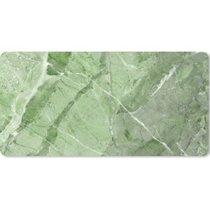 Muismat XXL - Bureau onderlegger - Bureau mat - Keien - Groen - Wit - Graniet print - 120x60 cm - XXL muismat