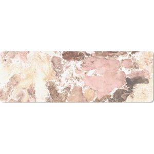 Muismat XXL - Bureau onderlegger - Bureau mat - Roze - Kristallen - Graniet print - 90x30 cm - XXL muismat