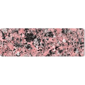 Muismat XXL - Bureau onderlegger - Bureau mat - Graniet print - Kristallen - Roze - Zwart - 90x30 cm - XXL muismat