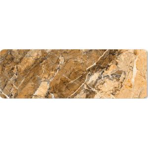 Muismat XXL - Bureau onderlegger - Bureau mat - Keien - Geel - Graniet print - Wit - 90x30 cm - XXL muismat