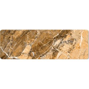 Muismat XXL - Bureau onderlegger - Bureau mat - Kristallen - Geel - Graniet print - Wit - 90x30 cm - XXL muismat