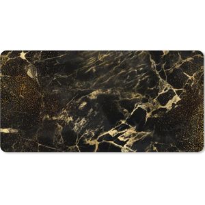Muismat XXL - Bureau onderlegger - Bureau mat - Goud - Zwart - Abstract - 100x50 cm - XXL muismat