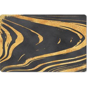 Muismat XXL - Bureau onderlegger - Bureau mat - Goud - Zwart - Abstract - 120x80 cm - XXL muismat