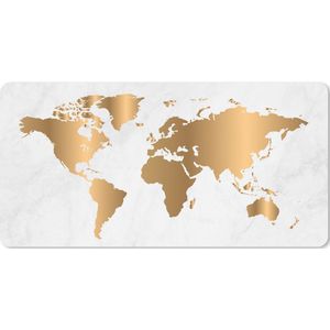 Muismat XXL - Bureau onderlegger - Bureau mat - Wereldkaart - Goud - Marmer printlook - Luxe - Design - 120x60 cm - XXL muismat