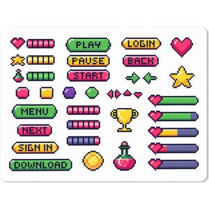 Muismat XXL - Bureau onderlegger - Bureau mat - Gaming - Pixel Art - 80x60 cm - XXL muismat - Geschikt voor Gaming Muis en Gaming PC set
