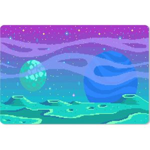 Muismat XXL - Bureau onderlegger - Bureau mat - Gaming - Pixel Art - Maan - 120x80 cm - XXL muismat - Geschikt voor Gaming Muis en Gaming PC set