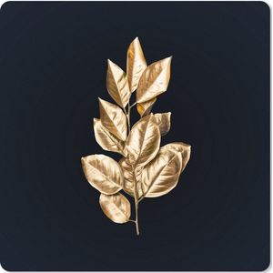 Muismat XXL - Bureau onderlegger - Bureau mat - Plant - Bladeren - Goud - Zwart - Luxe - 50x50 cm - XXL muismat