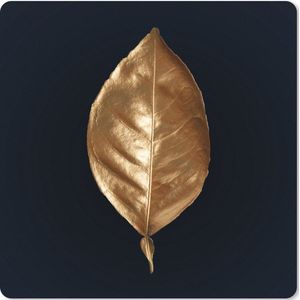 Muismat XXL - Bureau onderlegger - Bureau mat - Bladeren - Chic - Goud - Planten - Zwart - 60x60 cm - XXL muismat