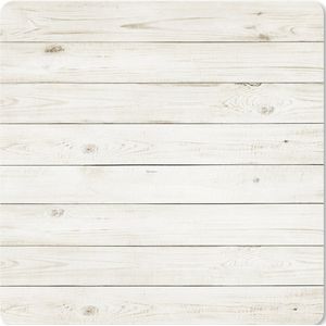 Muismat XXL - Bureau onderlegger - Bureau mat - Plank - Wit - Hout - Design - 40x40 cm - XXL muismat